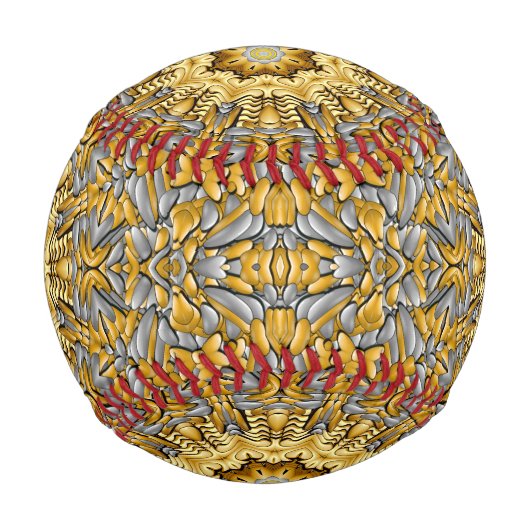 金属大切金ゴールド銀ヴィンテージ万華鏡のように千変万化するパターン 野球ボール (正面)