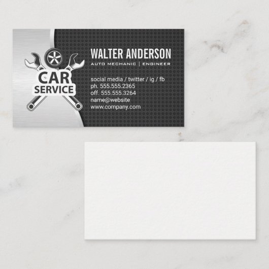 金属工業背景 | タイヤのロゴをレンチ 名刺 (正面/裏面)