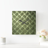 金属市松模様に鋼床材（斜めテクスチャ） スクエア壁時計 (ホーム)