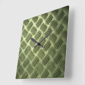 金属市松模様に鋼床材（斜めテクスチャ） スクエア壁時計 (傾斜)