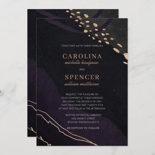 金属帯結婚の 招待状 (正面/裏面)