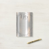 金属幾何学注記シルバー/ブラックID648 ポストイット (デスク上)