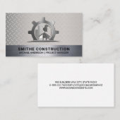 金属建築ロゴ | 鋼の背景 名刺 (正面/裏面)