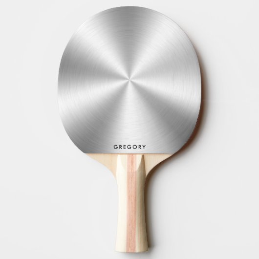 金属性の光沢パーソナライズされたのある銀色のテクスチャのモノグラム 卓球ラケット (裏面)