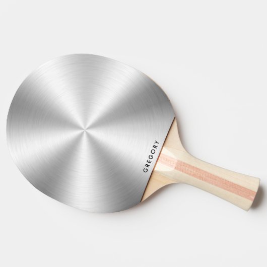 金属性の光沢パーソナライズされたのある銀色のテクスチャのモノグラム 卓球ラケット (横)