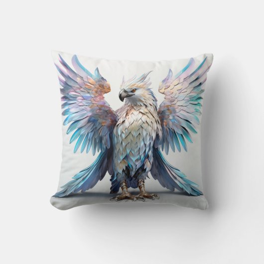 金属性の虹色ワシ クッション (正面)