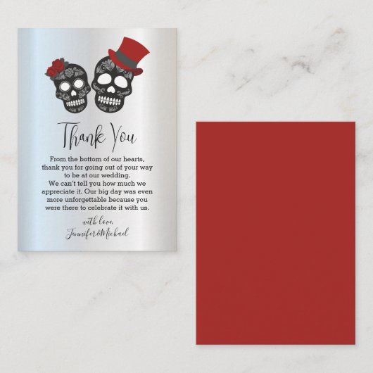 金属感謝してい的なハロウィン結婚スプキー ノートカード (正面/裏面)