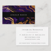 金属抽象的で不機嫌なすみれ色の金ゴールド 名刺 (正面/裏面)