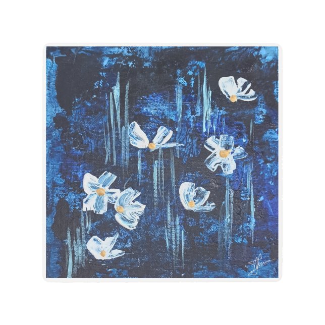 金属抽象芸術ウォールアート海の青の海。3日目 メタルプリント (正面)