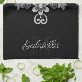 金属抽象芸術フローラ キッチンタオル (折り畳み)