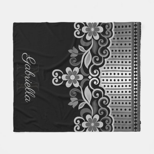 金属抽象芸術フローラ フリースブランケット (正面(横))