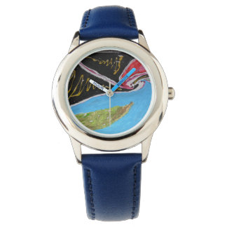 金属抽象芸術時計箱革パントボックス 腕時計