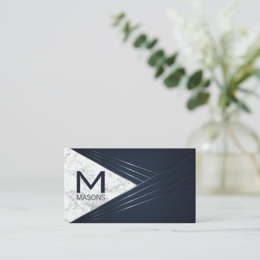 金属抽象芸術背景 | ホワイトマーブル 名刺 (スタンド正面)