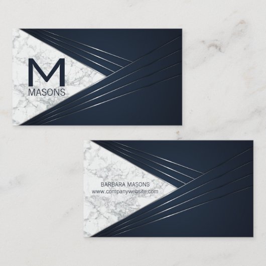金属抽象芸術背景 | ホワイトマーブル 名刺 (正面/裏面)