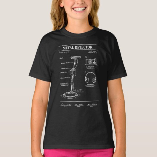 金属探知機の特許設計図 Tシャツ (正面)