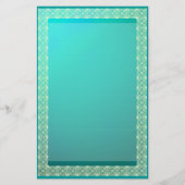 金属文房具の裏地ティール(緑がかった色)レース 便箋 (正面)