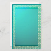 金属文房具の裏地ティール（緑がかった色）レース 便箋 (正面/裏面)