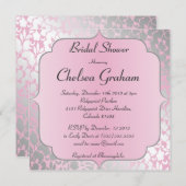 金属明るいピンクのブライダルシャワーの招待状 招待状 (正面/裏面)