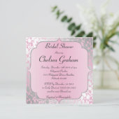 金属明るいピンクのブライダルシャワーの招待状 招待状 (スタンド正面)