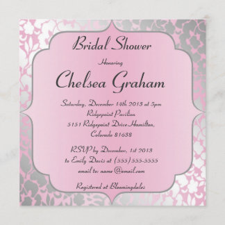 金属明るいピンクのブライダルシャワーの招待状 招待状