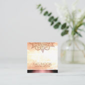 金属曼荼羅によって風化させるばら色の金ゴールド スクエア名刺 (スタンド正面)