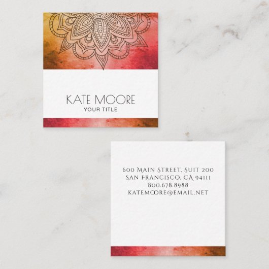 金属曼荼羅の記号のホリスティック スクエア名刺 (正面/裏面)