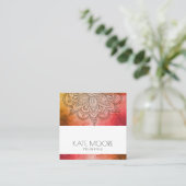 金属曼荼羅の記号のホリスティック スクエア名刺 (スタンド正面)