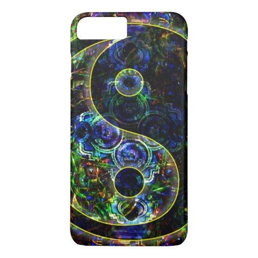 金属未来の都市景色の陰陽の記号 Case-Mate iPhoneケース (裏面)