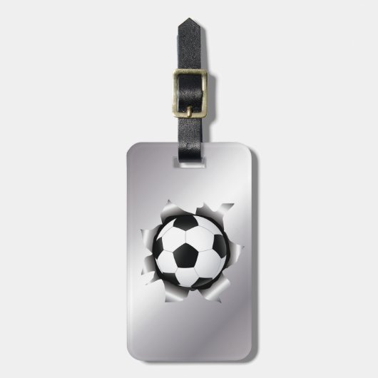 金属板を通したサッカー ラゲッジタグ (正面縦)