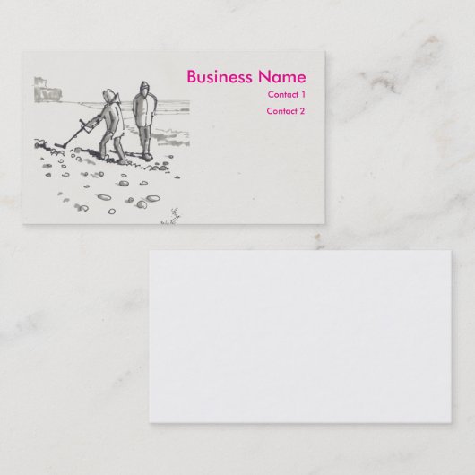 金属検出器ビーチスケッチ 名刺 (正面/裏面)