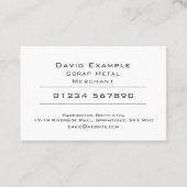 金属業者の写真を持つスクラップ 名刺 (裏面)