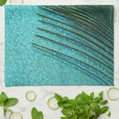 金属水の青い孔雀の羽 キッチンタオル (折り畳み)