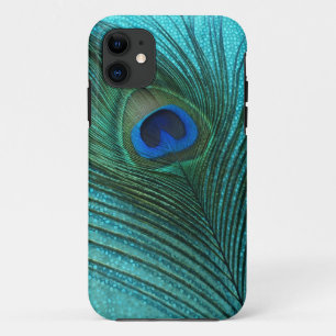 金属水の青い孔雀の羽 iPhone 11 ケース