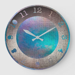 金属水中競技ティール（緑がかった色）パープルトロピカル絵を描 ラージ壁時計