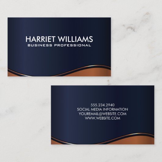 金属波 |濃い青 名刺 (正面/裏面)