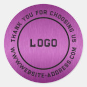 金属深いピンクテクスチャカスタム文字 ラウンドシール (正面)