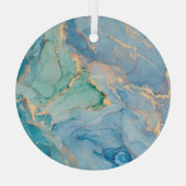 金属渦巻き旋回:抽象芸術流体アート ガラスオーナメント (裏面)