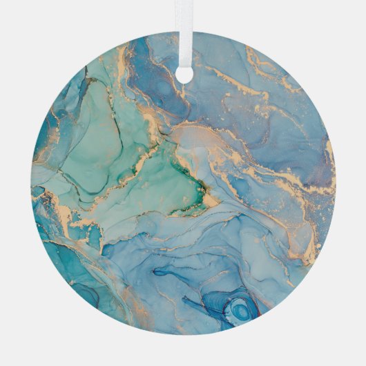 金属渦巻き旋回:抽象芸術流体アート ガラスオーナメント (裏面)