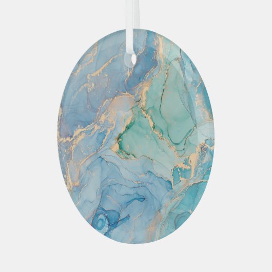 金属渦巻き旋回:抽象芸術流体アート ガラスオーナメント (正面左)