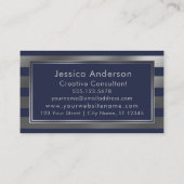 金属滑らかでフェイクな銀ぱくおよび海軍は縞で飾ります 名刺 (裏面)