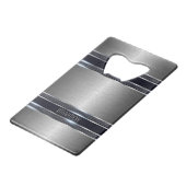 金属灰色のテクスチャ工業幾何学デザイン クレジットカード栓抜き (裏面アングル)