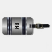 金属灰色の工業幾何学的デザイン ラゲッジタグ (正面横)