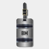 金属灰色の工業幾何学的デザイン ラゲッジタグ (正面縦)