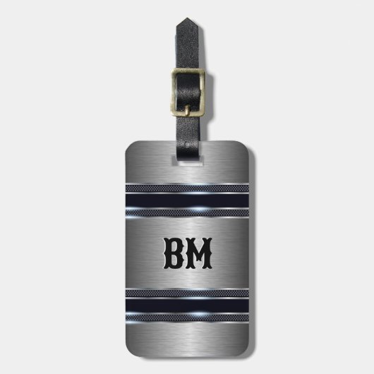 金属灰色の工業幾何学的デザイン ラゲッジタグ (正面縦)