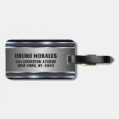 金属灰色の工業幾何学的デザイン ラゲッジタグ (裏面横)