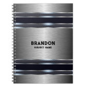 金属灰色の工業用幾何学的デザインモノグラム ノートブック (正面)