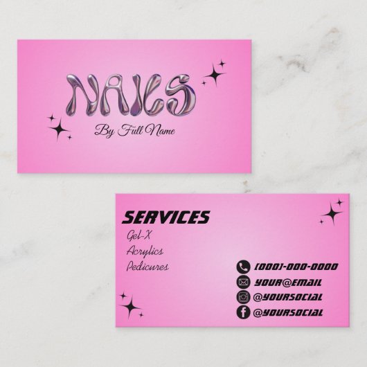 金属爪、 ネイル名刺 名刺 (正面/裏面)