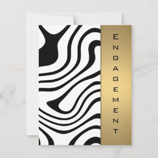 金属的なゴールドとシルバーの抽象的なパターン 招待状 (正面)