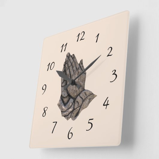 金属祈の手 スクエア壁時計 (傾斜)
