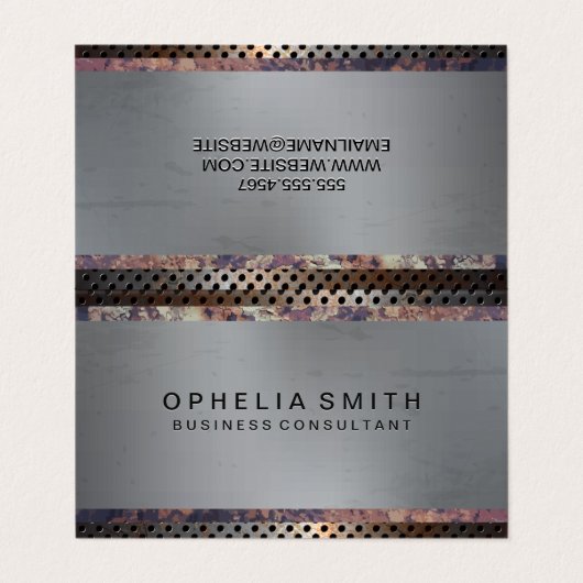 金属穿孔 | 錆びた金属 名刺 (外部フラット)
